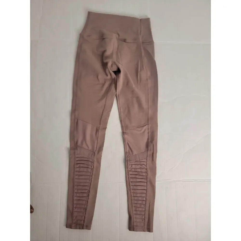Alo Yoga Moto Legging Womens Sz Small High Rise Full Length Brown Tan